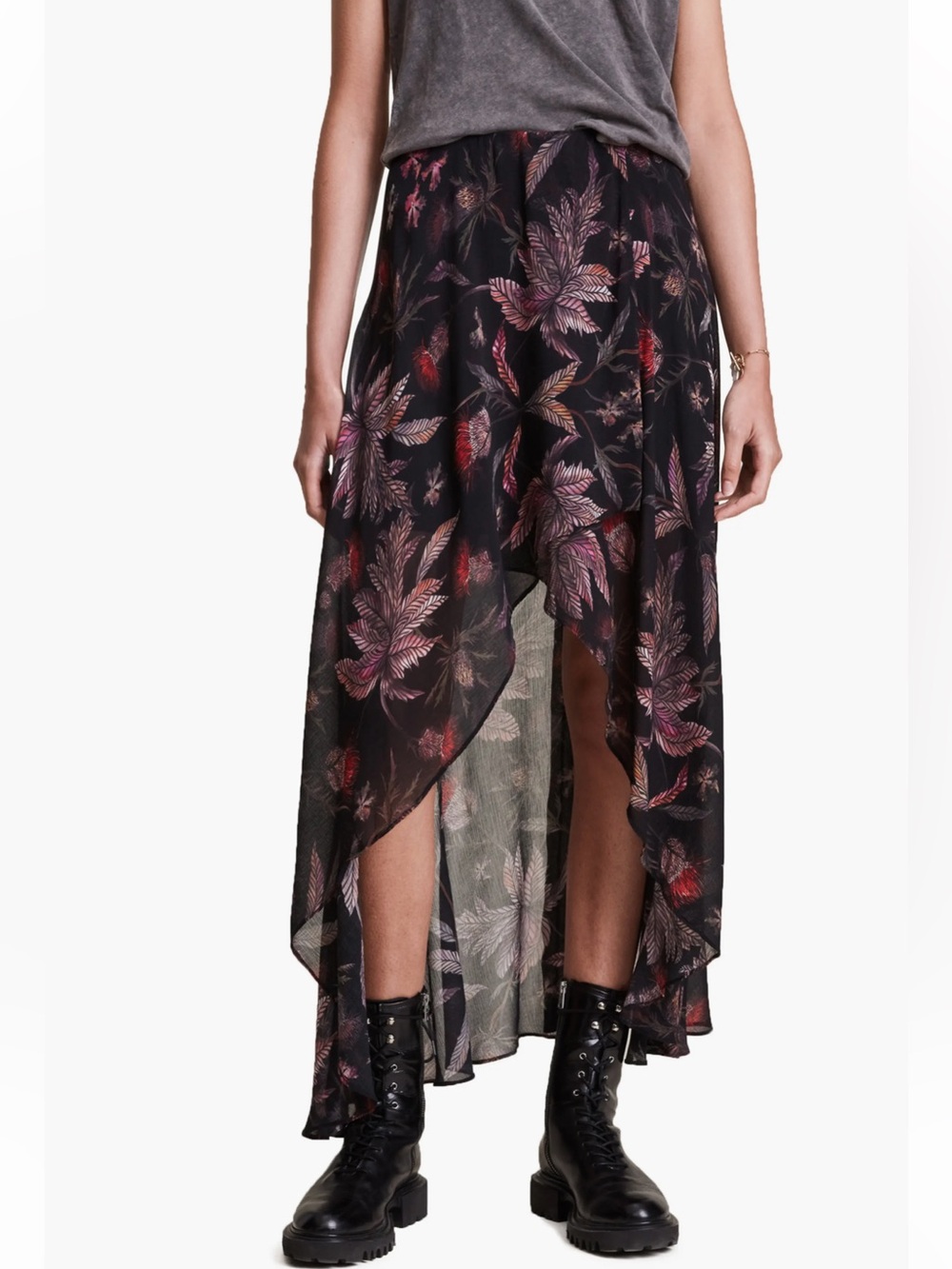 All Saints SIvina Harris Floral Maxi Skirt Size 2